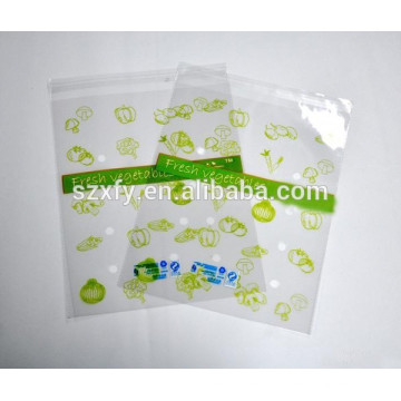 Customized printing self adhesive plastic packing bag for fresh vegetables